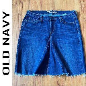 Old Navy Vintage Distressed Blue Denim A-Line Skirt Women’s Size 8